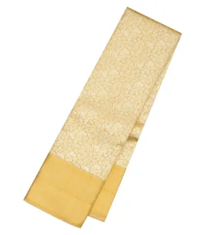 Sandal Handloom Tissue Kanchipuram Silk Saree With Floral Vine Motifs