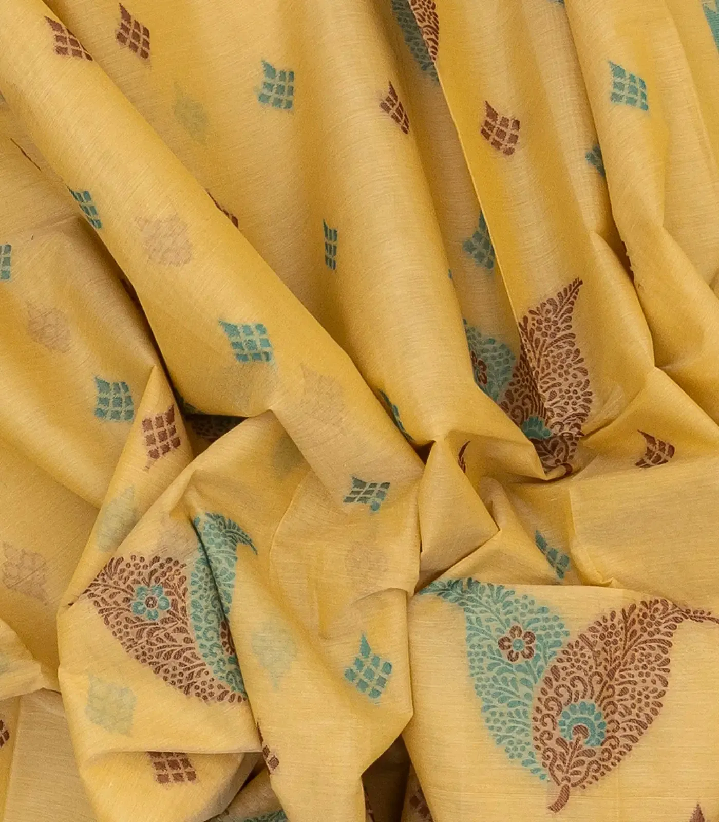 Sandal Rasipuram Cotton Saree With Floral Motifs