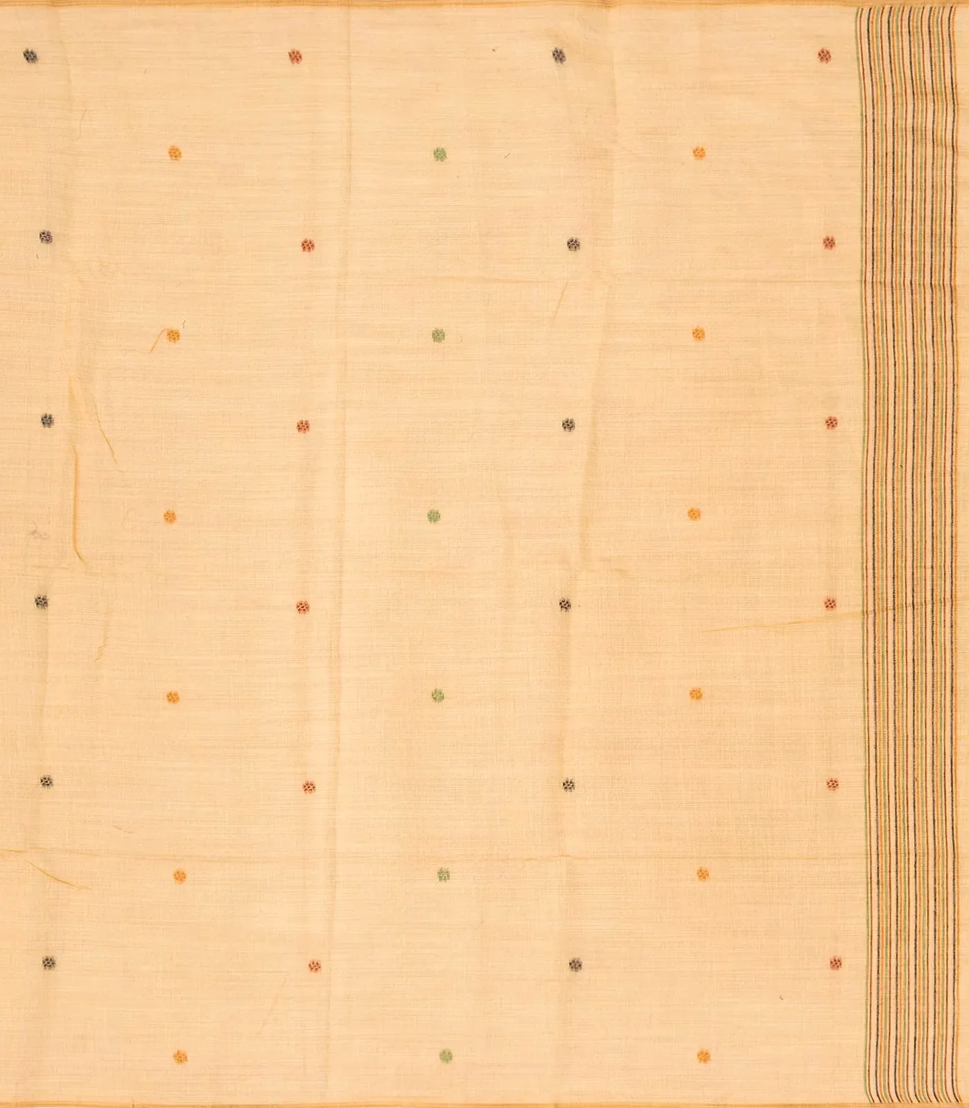 Sandal Woven Blended Cotton Saree With Peacock Motifs-BL3522
