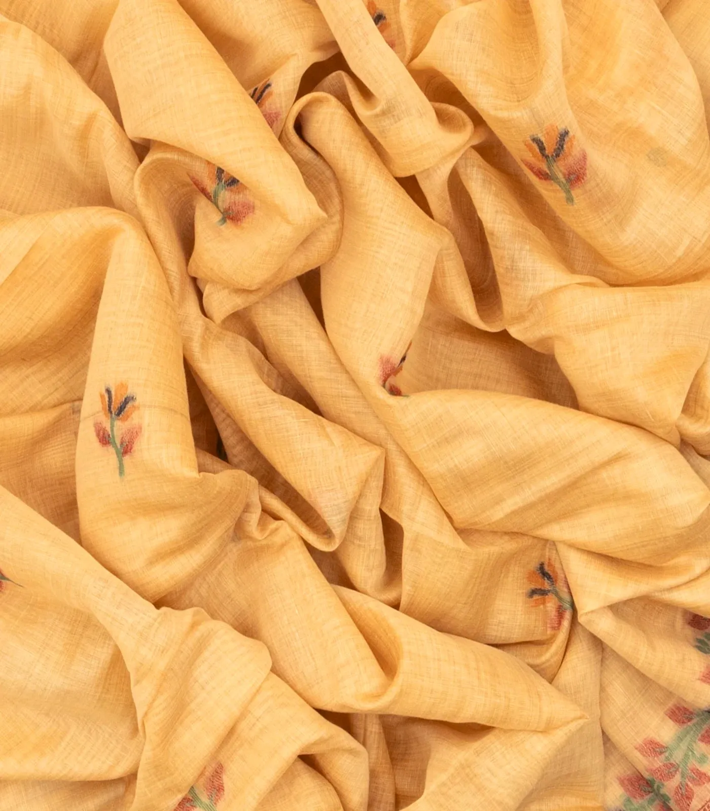 Sandal Woven Blended Cotton Saree With Peacock Motifs-BL3523