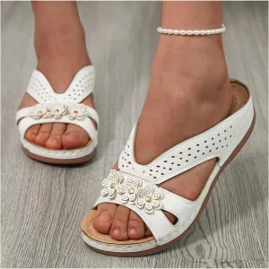 Sandals for Women Wedge Shoes 2025 Slip On Dressy Summer Comfortable Slides Footbed Cushion Walking Sandals Lightweight Memory Foam Platform Shoes