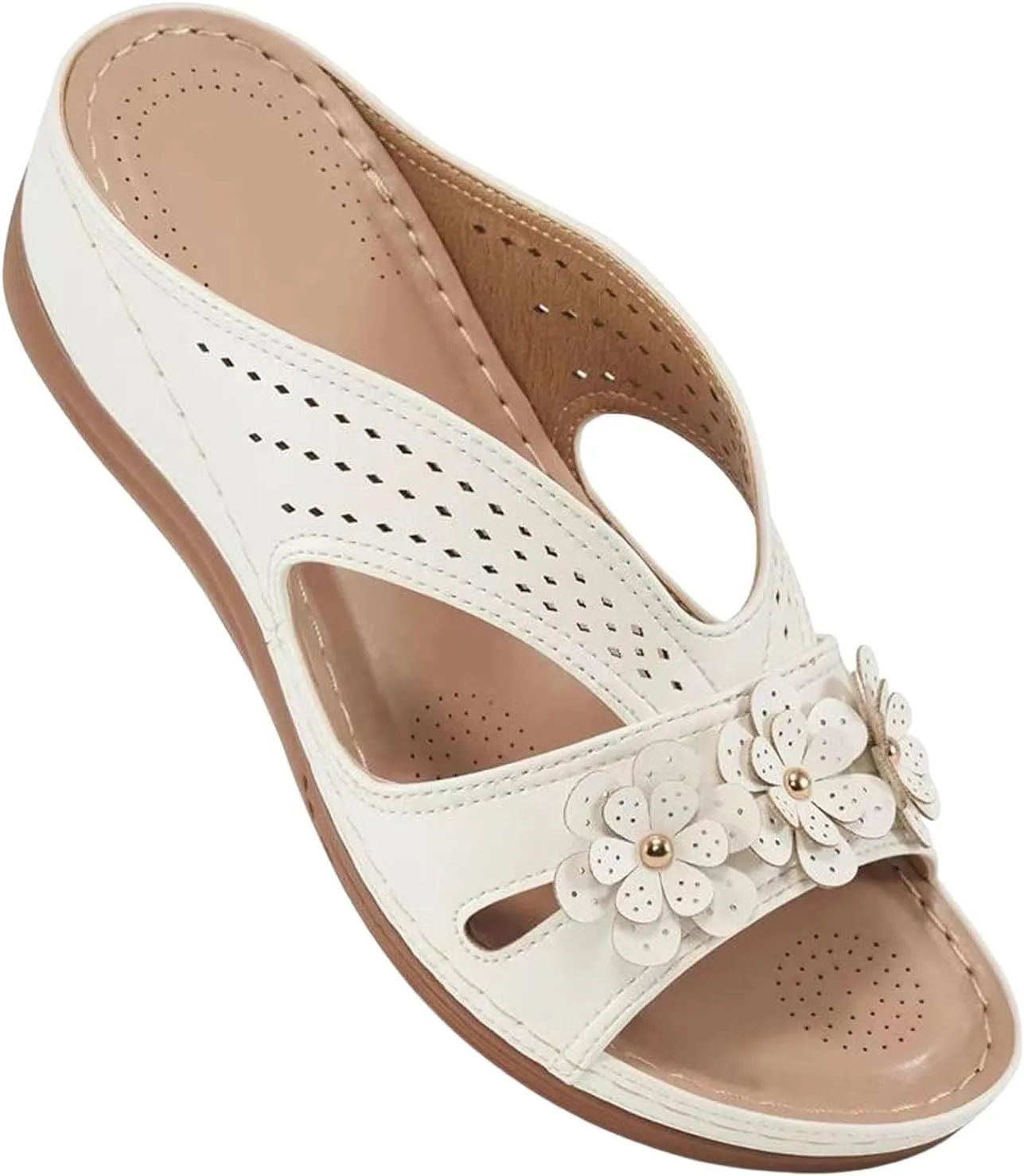 Sandals for Women Wedge Shoes 2025 Slip On Dressy Summer Comfortable Slides Footbed Cushion Walking Sandals Lightweight Memory Foam Platform Shoes