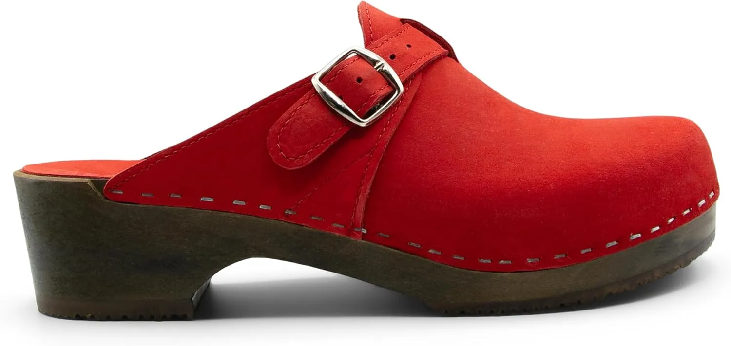 Sandgrens Handmade Swedish Wood Clogs for Men, Low Heel Mule | Halmstad