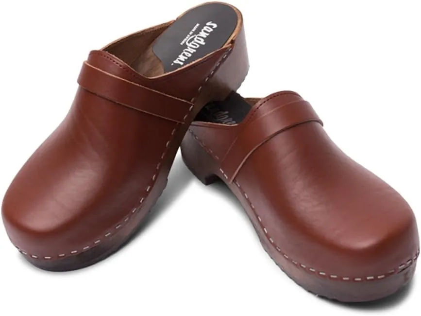 Sandgrens Handmade Swedish Wood Clogs for Men, Low Heel Mule | Malmö