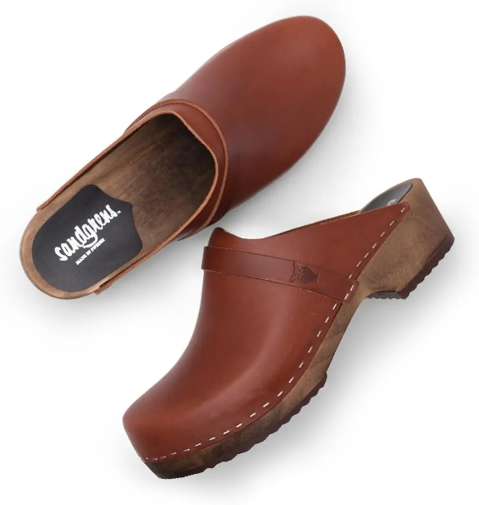 Sandgrens Handmade Swedish Wood Clogs for Men, Low Heel Mule | Malmö