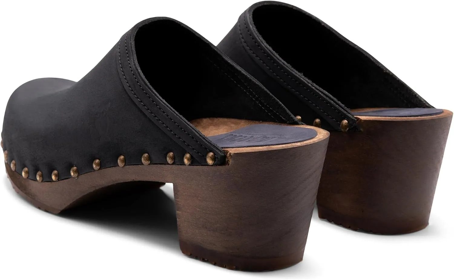 Sandgrens Handmade Swedish Wood Clogs for Women, High Heel Mule | Rome