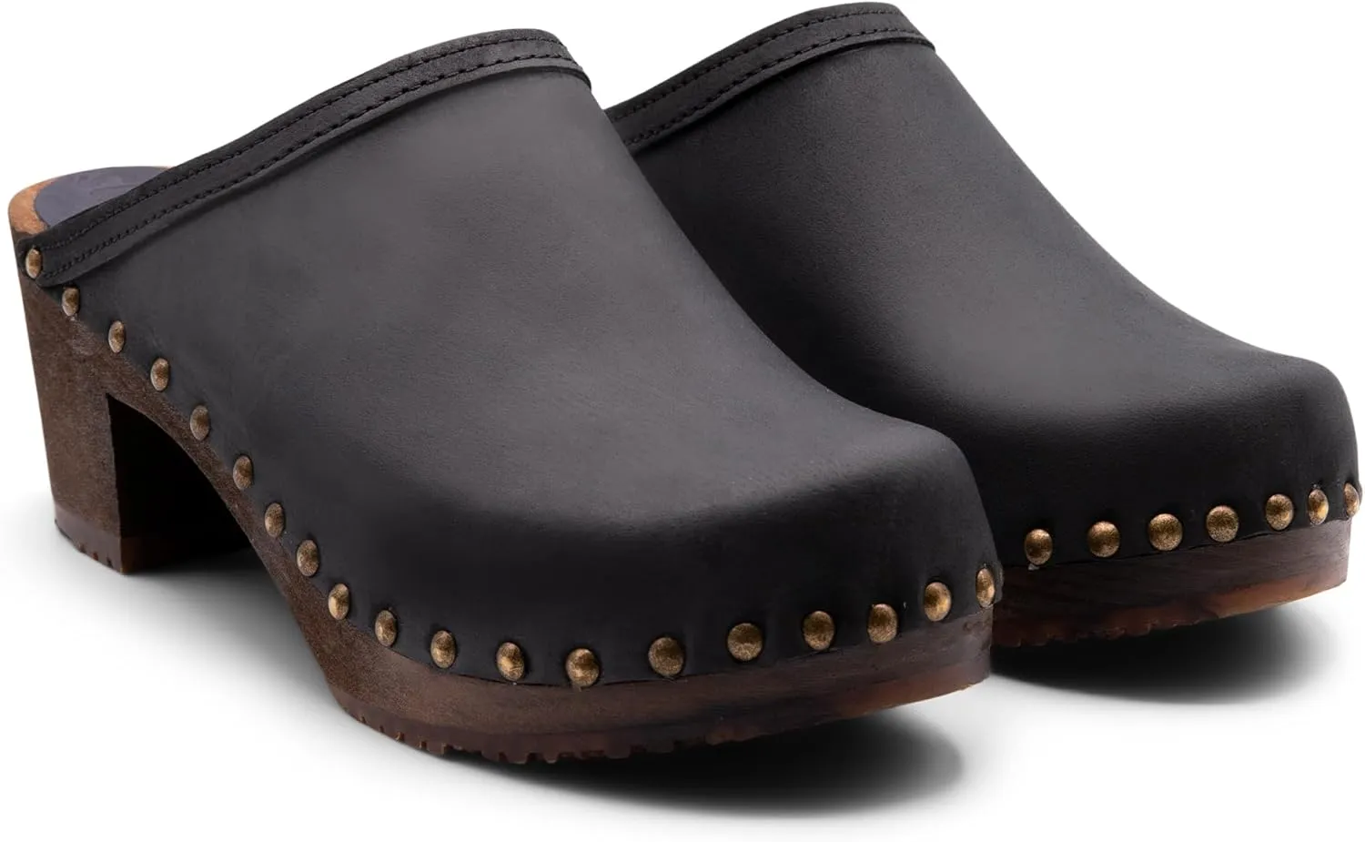 Sandgrens Handmade Swedish Wood Clogs for Women, High Heel Mule | Rome