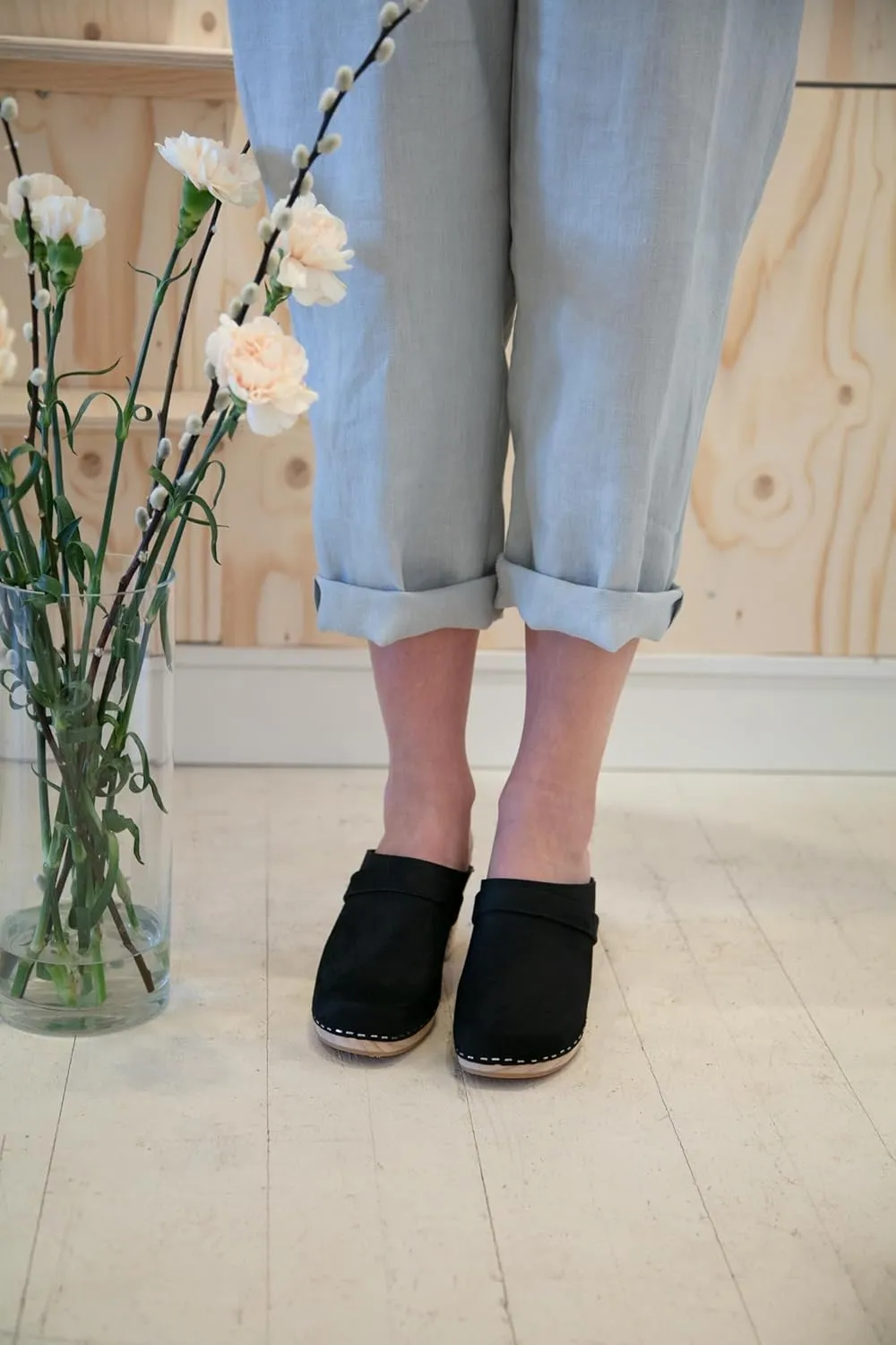 Sandgrens Handmade Swedish Wood Clogs for Women, High Rise Mule | Maya