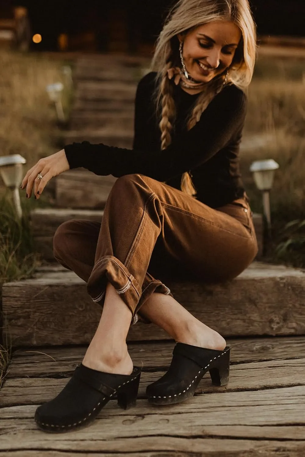 Sandgrens Handmade Swedish Wood Clogs for Women, High Rise Mule | Maya