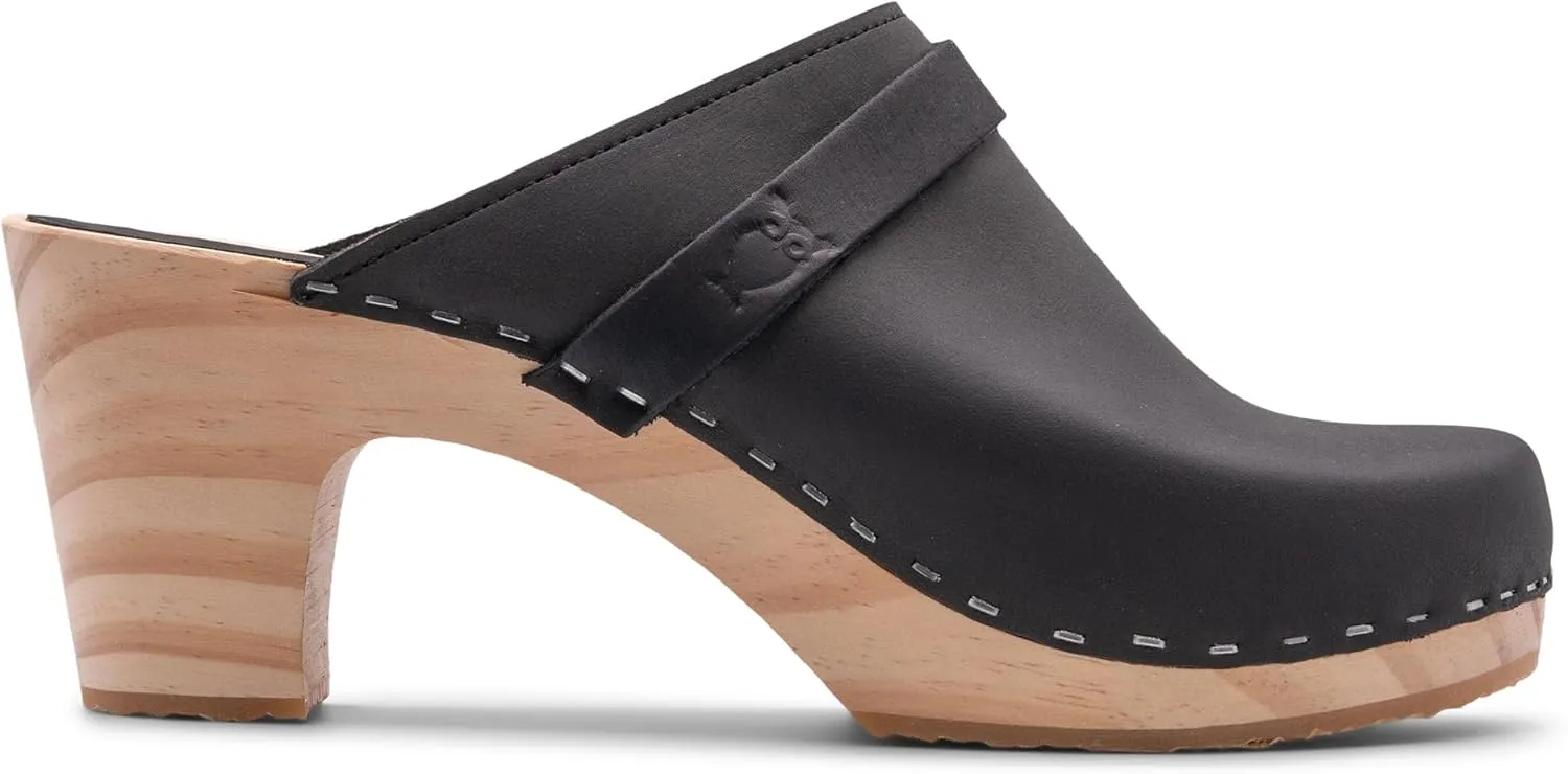 Sandgrens Handmade Swedish Wood Clogs for Women, High Rise Mule | Maya