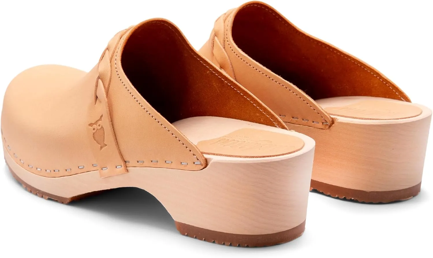 Sandgrens Handmade Swedish Wood Clogs for Women, Low Heel Mule | Brussels