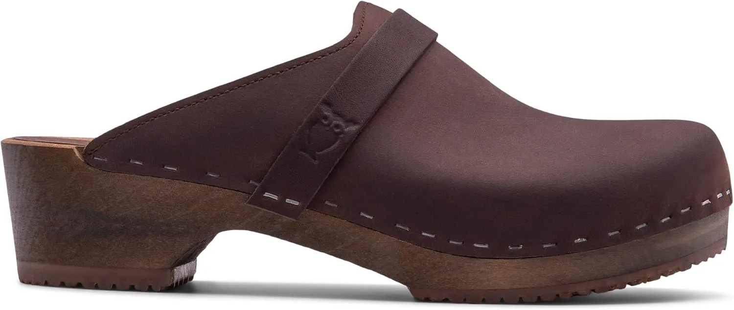 Sandgrens Handmade Swedish Wood Clogs for Women, Low Heel Mule | Tokyo