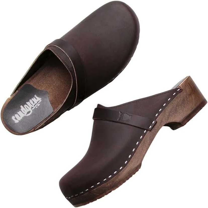 Sandgrens Handmade Swedish Wood Clogs for Women, Low Heel Mule | Tokyo
