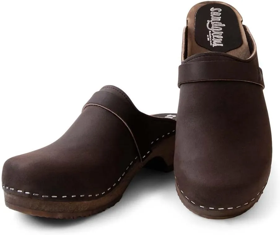 Sandgrens Handmade Swedish Wood Clogs for Women, Low Heel Mule | Tokyo