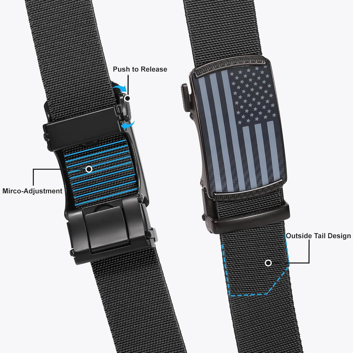 SANSTHS Mens Elastic Stretch Belt Ratchet Nylon Belts for Men Casual Work Jeans Golf Belts