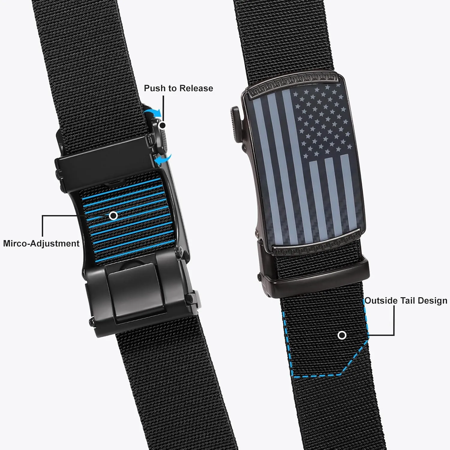 SANSTHS Mens Elastic Stretch Belt Ratchet Nylon Belts for Men Casual Work Jeans Golf Belts