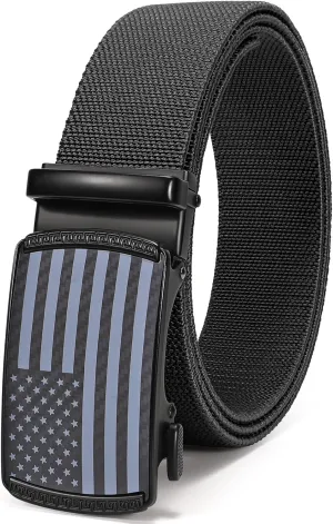 SANSTHS Mens Elastic Stretch Belt Ratchet Nylon Belts for Men Casual Work Jeans Golf Belts
