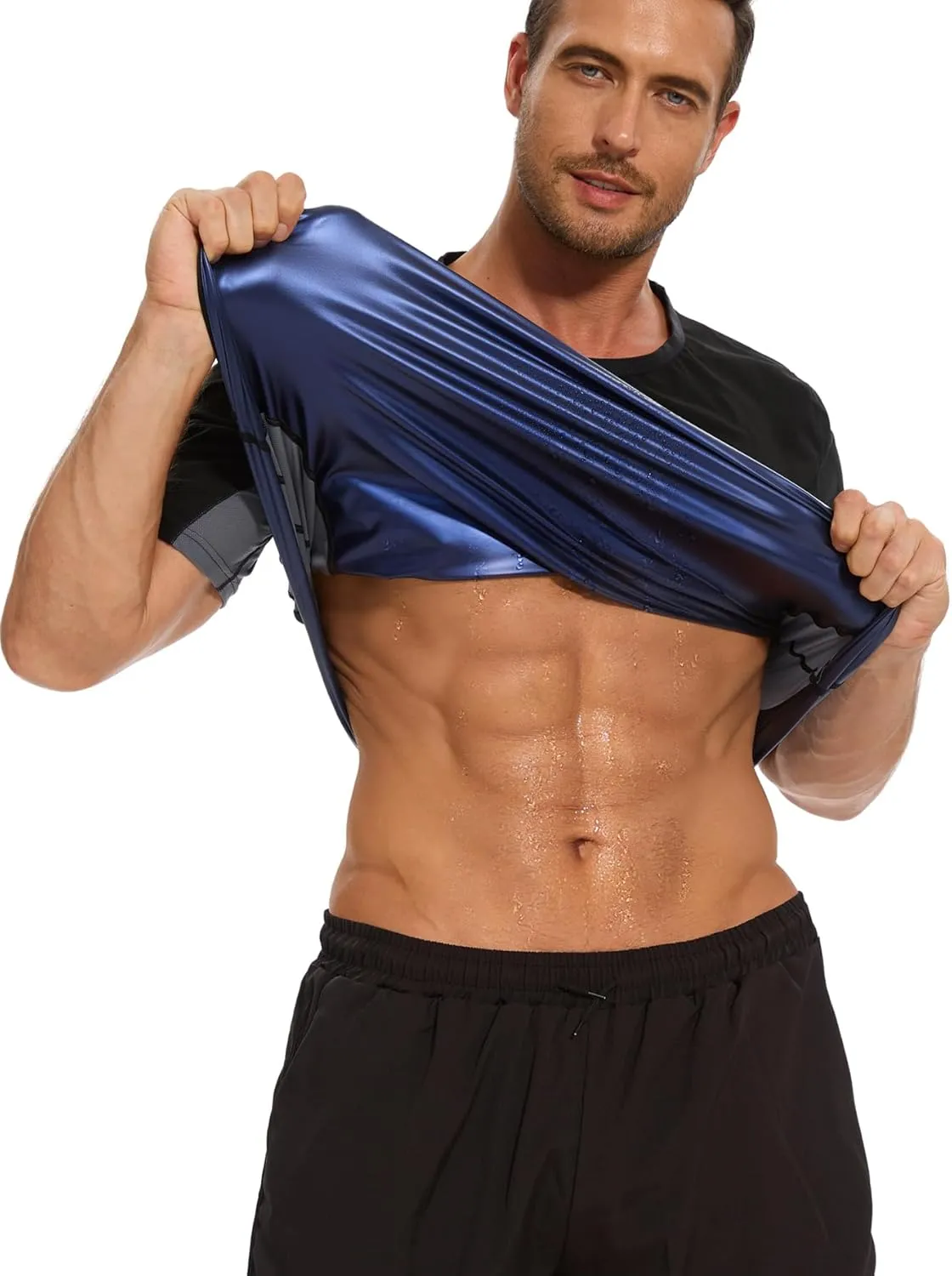 Sauna Suit for Men Short Sweat Suits Neoprene Body Shaper Sauna Shirt Workout Waist Trainer Vest Tummy