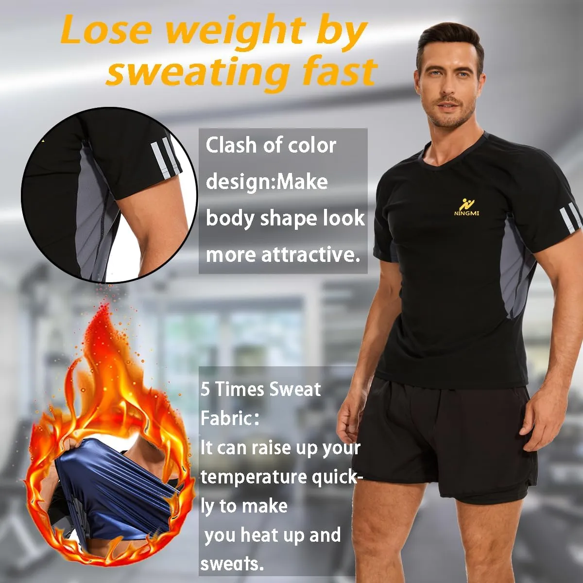 Sauna Suit for Men Short Sweat Suits Neoprene Body Shaper Sauna Shirt Workout Waist Trainer Vest Tummy