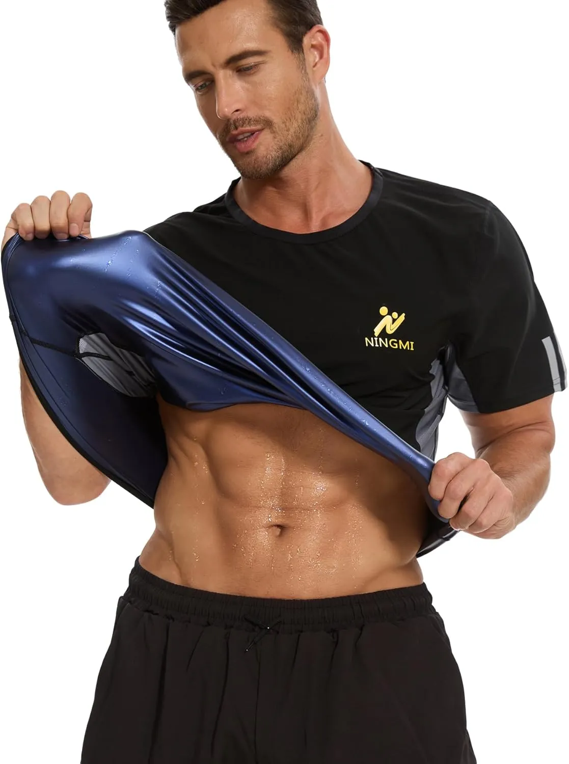 Sauna Suit for Men Short Sweat Suits Neoprene Body Shaper Sauna Shirt Workout Waist Trainer Vest Tummy