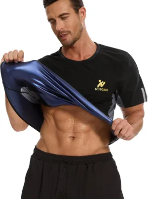 Sauna Suit for Men Short Sweat Suits Neoprene Body Shaper Sauna Shirt Workout Waist Trainer Vest Tummy