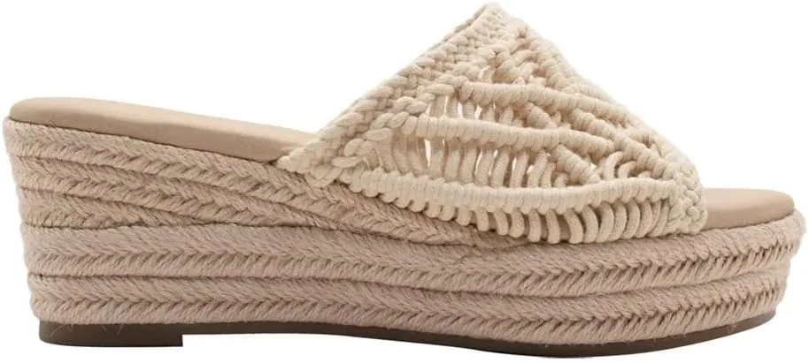 Sbicca Womens Eureka Macrame Casual Sandals Casual Mid Heel 2-3" - Beige