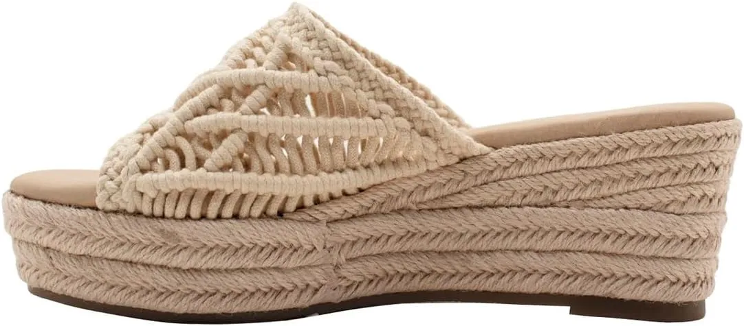 Sbicca Womens Eureka Macrame Casual Sandals Casual Mid Heel 2-3" - Beige