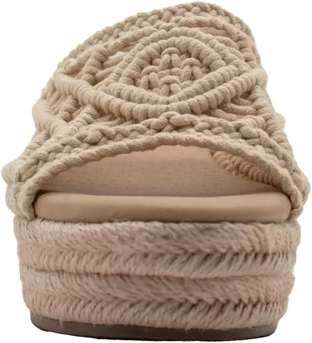 Sbicca Womens Eureka Macrame Casual Sandals Casual Mid Heel 2-3" - Beige