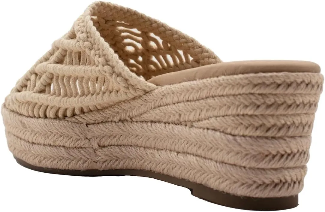 Sbicca Womens Eureka Macrame Casual Sandals Casual Mid Heel 2-3" - Beige
