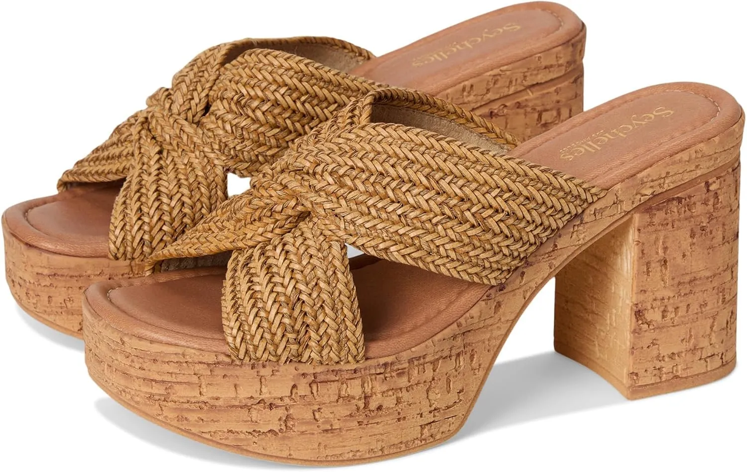 Seychelles Women's Adorned Raffia Platform Slide Heeled Sandal