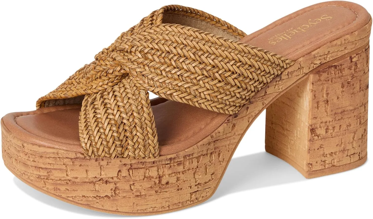 Seychelles Women's Adorned Raffia Platform Slide Heeled Sandal