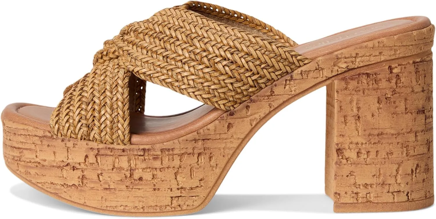 Seychelles Women's Adorned Raffia Platform Slide Heeled Sandal