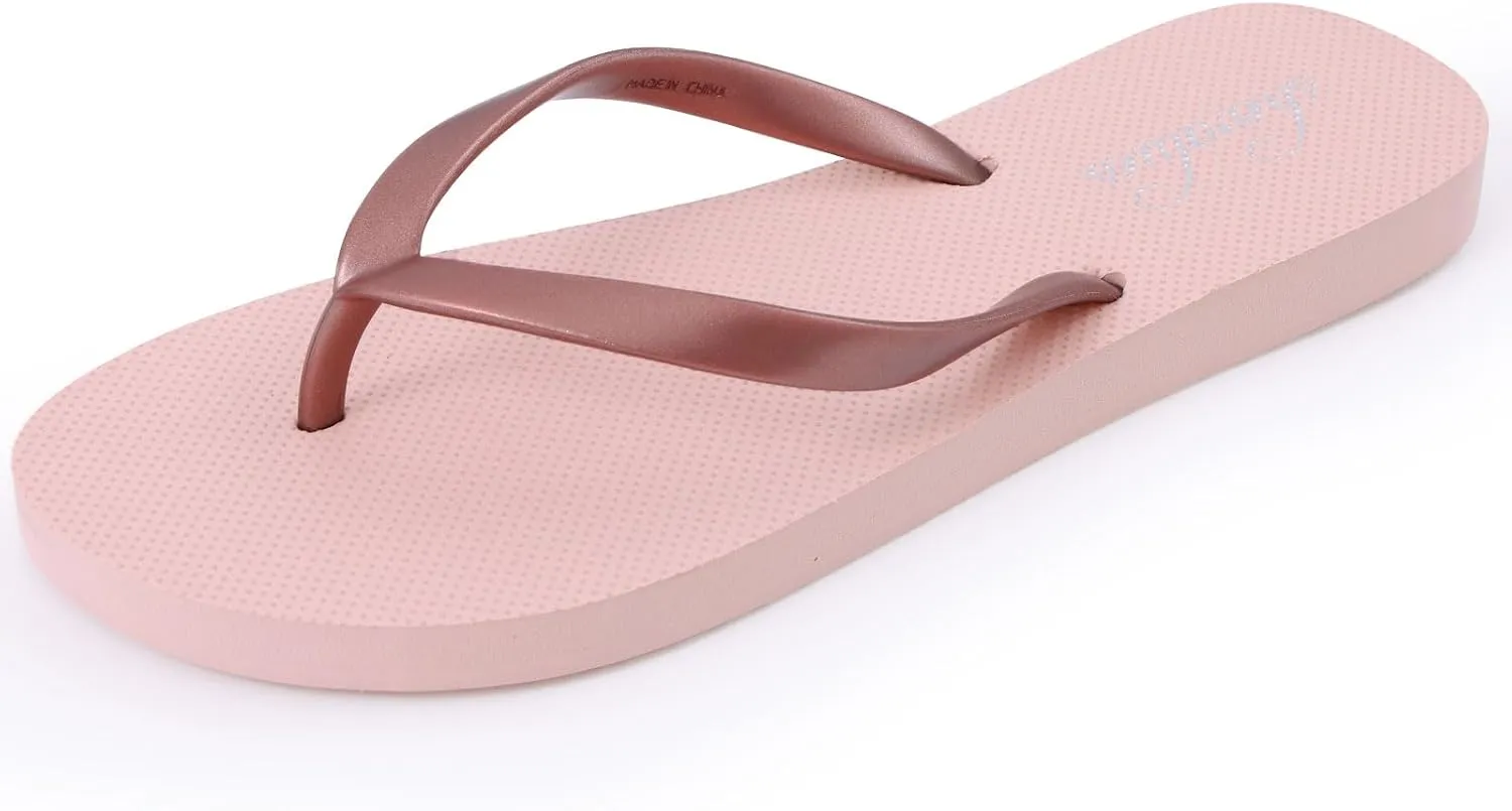 shevalues Slim Flip Flops for Women Beach Rubber Shower Shoes Basic Thong Sandals