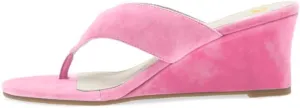 SHODENSE Women Wedge Heel Flip Flop Mules Open Peep Toe Suede Thong Sandals Mid Chunky Heels Flip-Flops Comfy Square Round Toe Slide Slippers Backless Slip On Summer Shoes Daily Party Office 4-11 M US