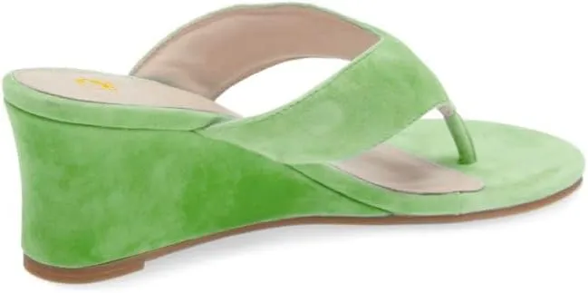 SHODENSE Women Wedge Heel Flip Flop Mules Open Peep Toe Suede Thong Sandals Mid Chunky Heels Flip-Flops Comfy Square Round Toe Slide Slippers Backless Slip On Summer Shoes Daily Party Office 4-11 M US