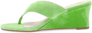 SHODENSE Women Wedge Heel Flip Flop Mules Open Peep Toe Suede Thong Sandals Mid Chunky Heels Flip-Flops Comfy Square Round Toe Slide Slippers Backless Slip On Summer Shoes Daily Party Office 4-11 M US