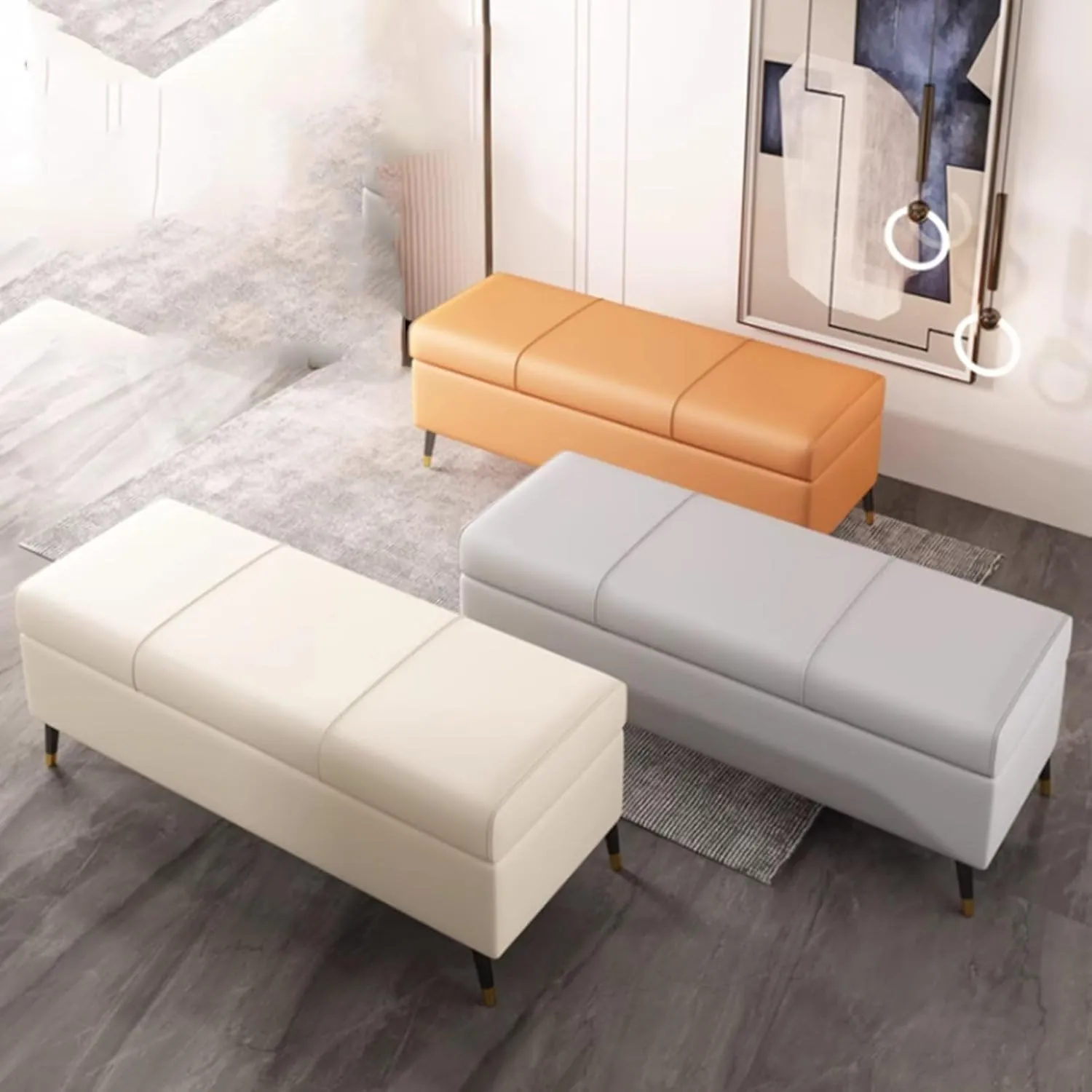 Shoe Changing Bench Storage Bench with Cushioned Seat Shoe Bench with Flip-top Storage,Large Storage Space High Density Rebound Sponge Filling Suitable for Entrance Hallway Bedroom Living Ro