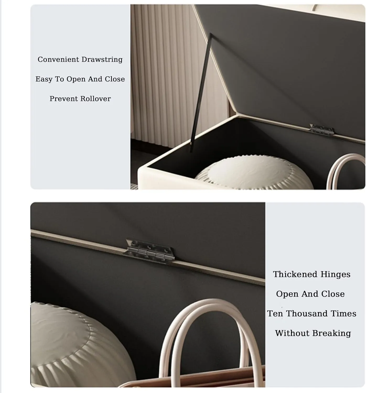 Shoe Changing Bench Storage Bench with Cushioned Seat Shoe Bench with Flip-top Storage,Large Storage Space High Density Rebound Sponge Filling Suitable for Entrance Hallway Bedroom Living Ro