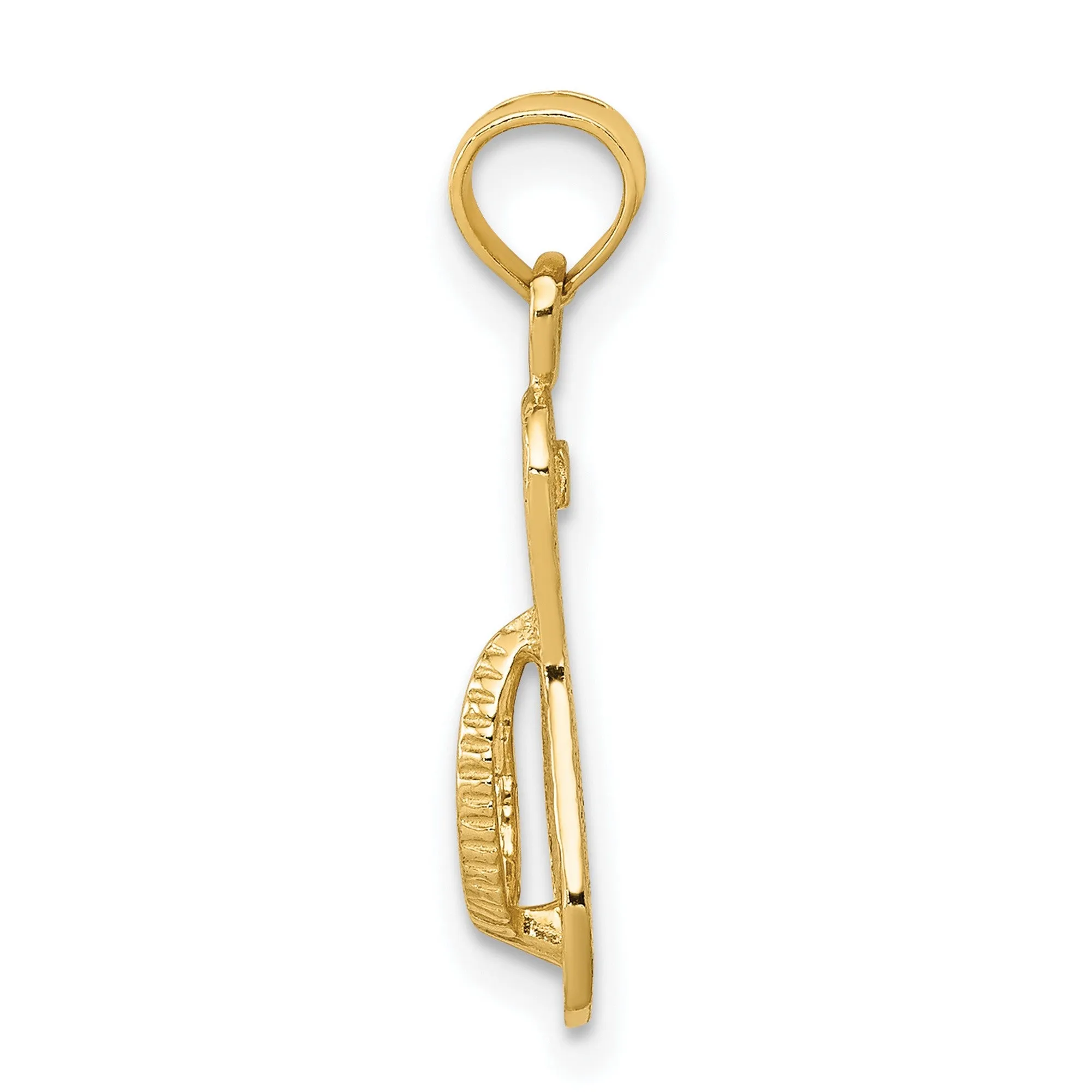 Single Flip-Flop Charm Pendant in Real 10k Yellow Gold