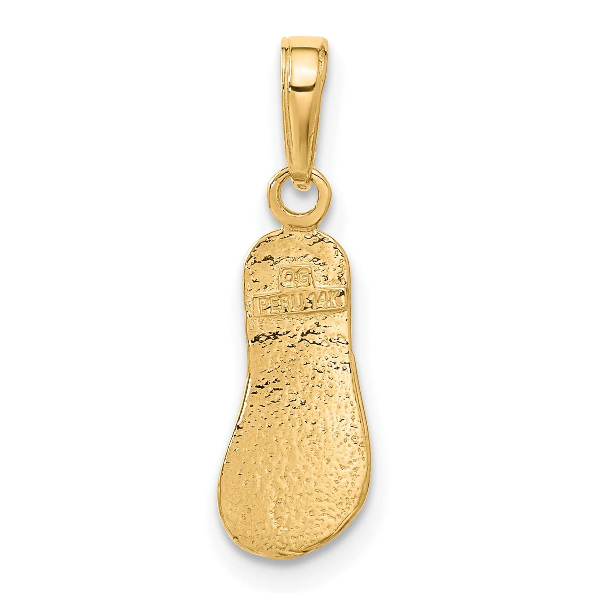 Single Flip-Flop Charm Pendant in Real 10k Yellow Gold