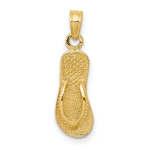 Single Flip-Flop Charm Pendant in Real 10k Yellow Gold