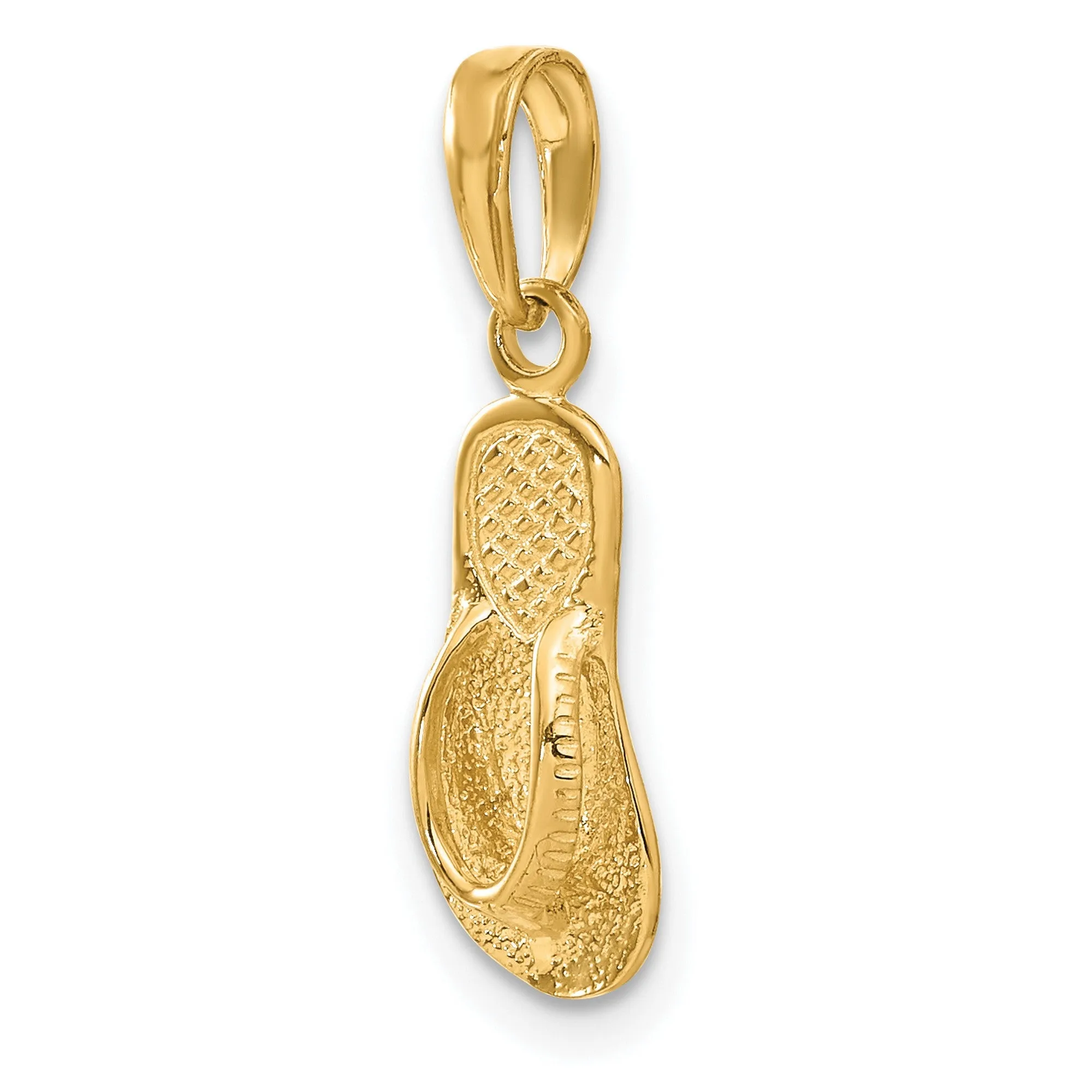 Single Flip-Flop Charm Pendant in Real 10k Yellow Gold