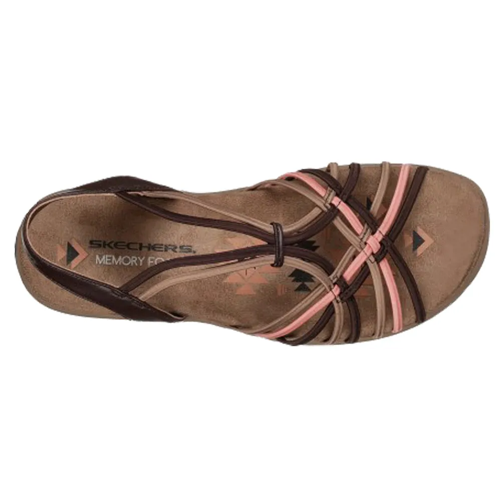 Skechers Ladies Reggae Slim Spliced Chocolate Strap Slip On Sandals 41062/CHMT