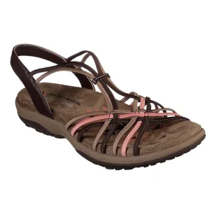 Skechers Ladies Reggae Slim Spliced Chocolate Strap Slip On Sandals 41062/CHMT