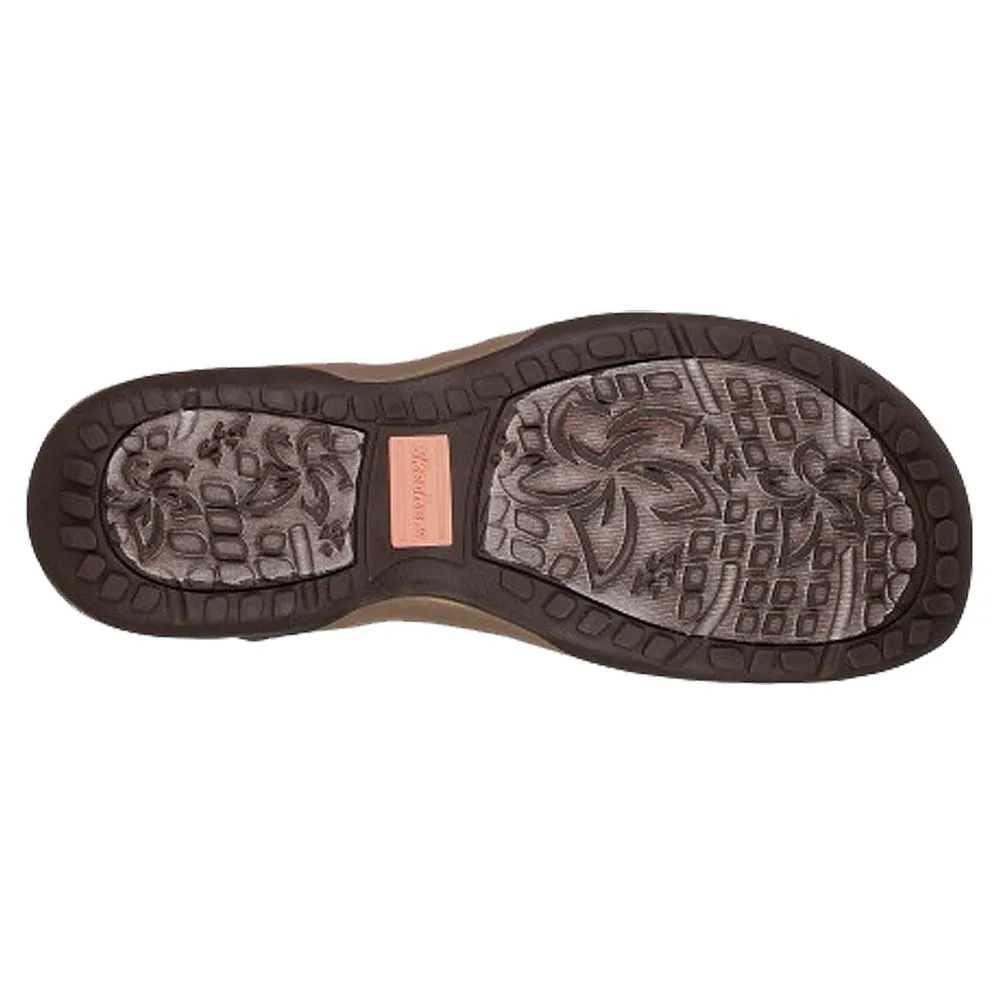 Skechers Ladies Reggae Slim Spliced Chocolate Strap Slip On Sandals 41062/CHMT