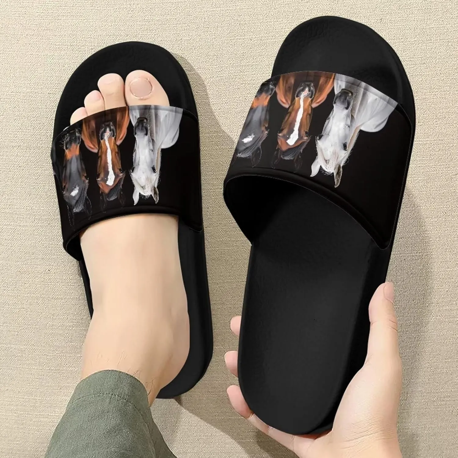 Slide Sandals Home Bathroom Slip-on Flat Slippers Daily Shoes for Women