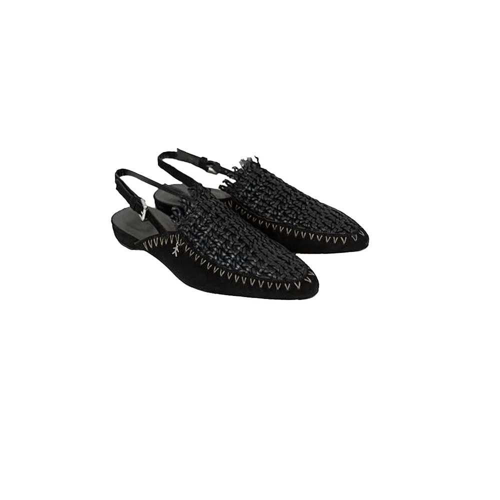 Slingback Greca Intreccio Rete Suede Black
