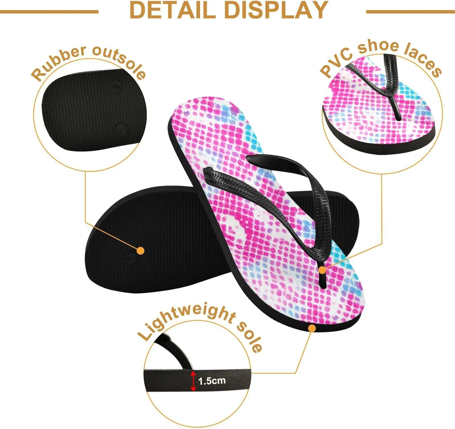 Snake Skin Rose Red Flip Flop Beach Summer Casual Sandal for Women & Men Shower Shoes 20862059