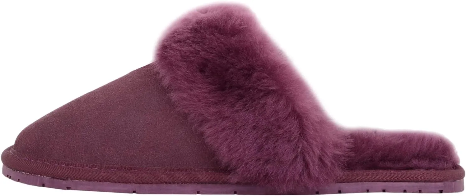 SNUGRUGS Women's Elsie Open Back Sheepskin Mule Slippers with Cuff