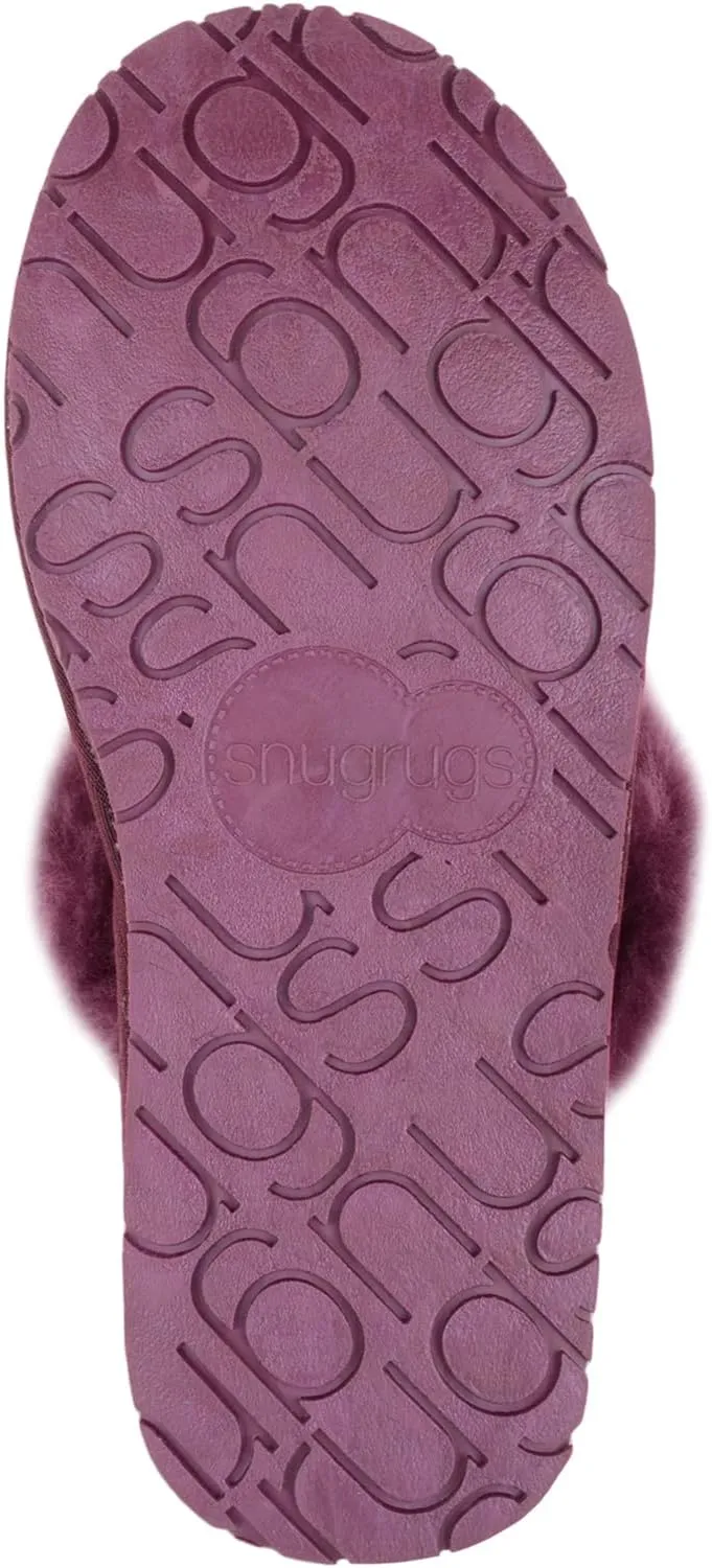 SNUGRUGS Women's Elsie Open Back Sheepskin Mule Slippers with Cuff